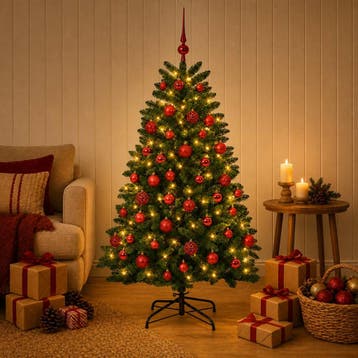 vidaXL Kunstkerstboom middengroen met kerstbal 180 cm 300, Diversen, Verzenden, Nieuw
