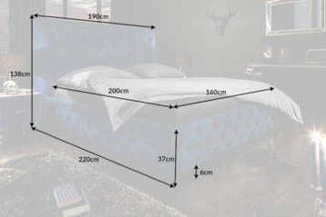 Queensize tweepersoonsbed PARIS 160x200cm donkerblauw, Ophalen of Verzenden, Nieuw