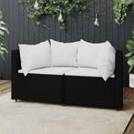vidaXL Tuinhoekbanken met kussens 2 st poly rattan zwart, Verzenden, Nieuw