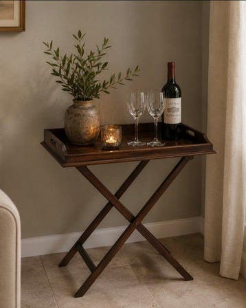 Bijzettafel - Hout - Butlertray Mahonie