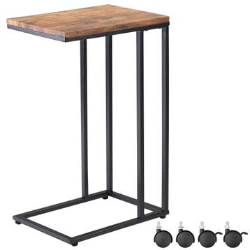 Bijzettafel met wieltjes - 40x30x65 cm – zwart frame hout., Verzenden