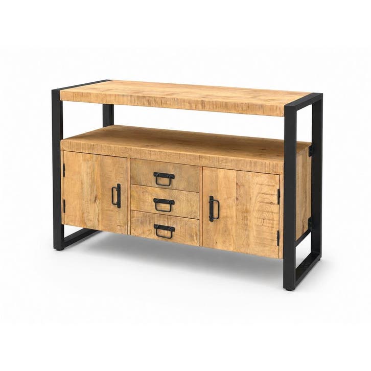 Dressoir Britt 2 deurs / 3 laden mango, Huis en Inrichting, Kasten | Dressoirs, Nieuw, Ophalen of Verzenden