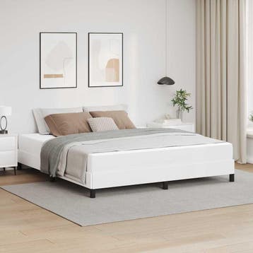 vidaXL Bedframe met matras Puur Wit 180 x 200 cm Stof, Verzenden, Nieuw, Wit, Stof