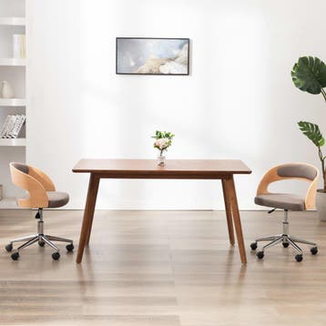 vidaXL Kantoorstoel draaibaar gebogen hout en stof taupe, Verzenden, Nieuw