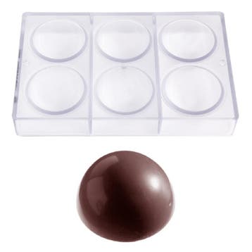 Chocolade Holvorm Chocolate World Halve Bol (6x) Ø70mm**, Verzenden, Nieuw