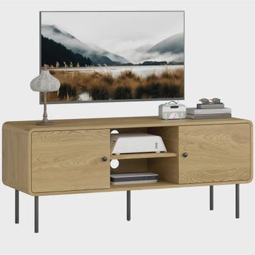 Moderne TV Meubel 120cm Eikenhout Look met Afgeronde Hoeken, Verzenden, Nieuw