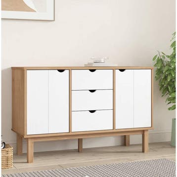 vidaXL Dressoir OTTA 113,5x43x73 cm massief grenenhout bruin, 100 tot 150 cm, Verzenden, Nieuw, Grenenhout