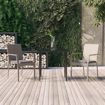 vidaXL 3-delige Tuinset met kussens poly rattan zwart en, Tuin en Terras, Verzenden, Nieuw, 2 zitplaatsen, Tuinset