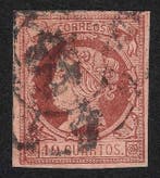 Spanje 1860 - Isabel II 19e kastanjebruin op zalm met, Gestempeld