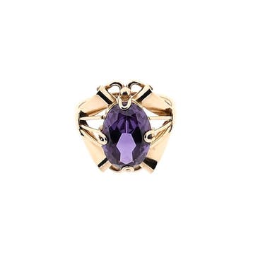 Roségouden ring gezet met een synthetische edelsteen, Gebruikt, 19 tot 20, Ophalen of Verzenden, Dame of Heer