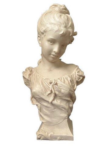 sculptuur, Buste van een jeugdig meisje - 42 cm - Marmer, Antiek en Kunst
