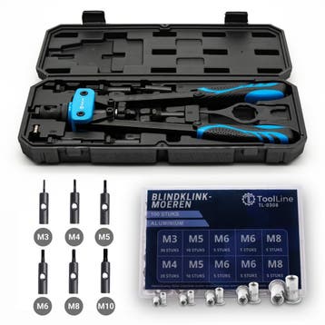 ToolLine | Blindklinkmoertang | Incl. blindklinkmoeren M3-M8, Verzenden, Nieuw