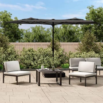 vidaXL Parasol dubbel dak met LEDs 316x145 cm, Tuin en Terras, Verzenden, Nieuw, 3 tot 4 meter