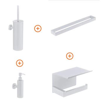 Toilet accessoires set Mat wit design met beugel en, Verzenden, Nieuw