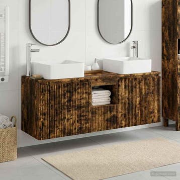 vidaXL Badkamerkastenset 3 st Gerookt eiken 49,5 x 41 x 63, Verzenden, Nieuw