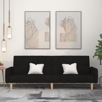 vidaXL Slaapbank 2-zits stof zwart, Verzenden, Minder dan 150 cm, Stof, Nieuw