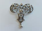 Broche - 14 karaat Witgoud, Antieke diamantbroche,, Sieraden, Tassen en Uiterlijk, Antieke sieraden