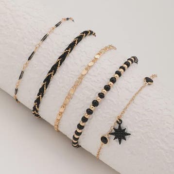 Bohemian Anklet Set: 4-delige Woven Rope & Kralen Enkelbandj, Verzenden, Nieuw
