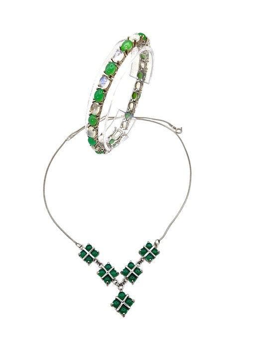 Zonder minimumprijs - 2-delige sieradenset Zilver - 26.20ct., Sieraden, Tassen en Uiterlijk, Antieke sieraden