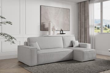 Slaapbank Ribstof Karlo Grijs | Universeel | €449,-, Huis en Inrichting, Slaapkamer | Slaapbanken, Verzenden, Overige maten, Overige maten