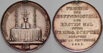 Zilver medaille 1842 Muehlhausen in Thueringen-stadt, Verzenden