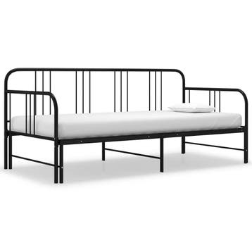Bedbank Metaal Zwart 200x90cm | Laatste Stuk!, 90 cm, Zwart, Tweepersoons, Ophalen of Verzenden