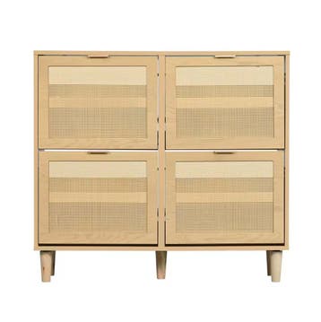 Nieuw: Rotan Houten Schoenenkast met 4 Lades Eikenhoutlook, Verzenden, Nieuw