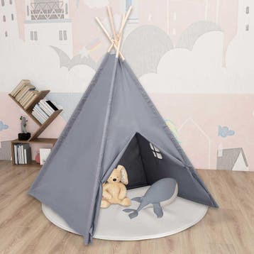 vidaXL Kindertipitent met tas 120x120x150 cm peachskin grijs, Kinderen en Baby's, Speelgoed | Speeltenten, Verzenden, Nieuw