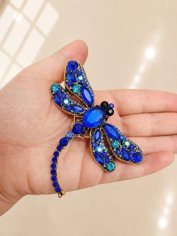 grote libellenbroches Swarovski-kristallen – gouden metaal,