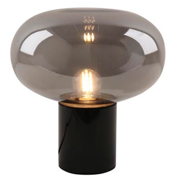 Marmeren tafellamp grijs, Alan, met schakelaar, Huis en Inrichting, Lampen | Tafellampen, Ophalen of Verzenden, Nieuw, Glas