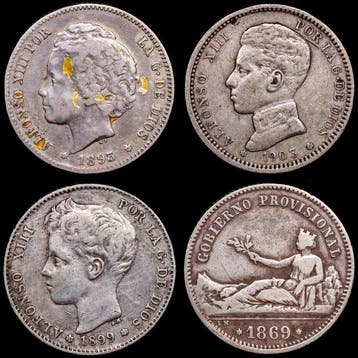 Spanje. Gobierno Provisional-Alfonso XIII. 1 Peseta 1869