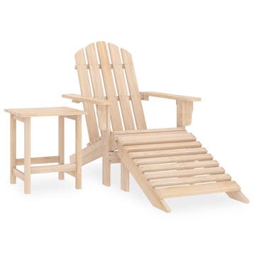 vidaXL Tuinstoel Adirondack met voetenbank en tafel massief, Verzenden, Nieuw, Hout