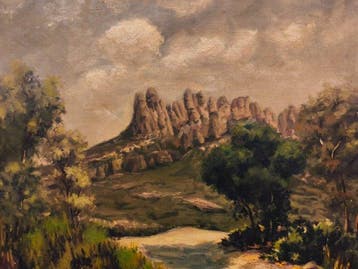 Escuela Impresionista Europea (XX) - Montañas de Montserra, Antiek en Kunst, Kunst | Schilderijen | Klassiek