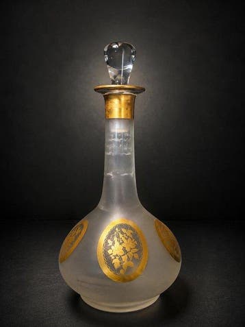 Ancienne peint a la mains - Karaf - Glas, Emaille, Goud
