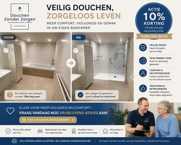 Veilige inloopdouche voor senioren | Nu 10% korting, Nieuw, Glas, Douche