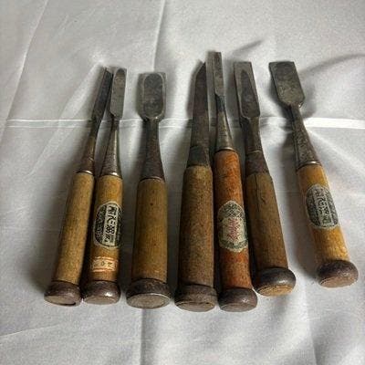 Kavel van 7 vintage Japanse gesmede beitels (nomi) -, Antiek en Kunst, Antiek | Overige Antiek