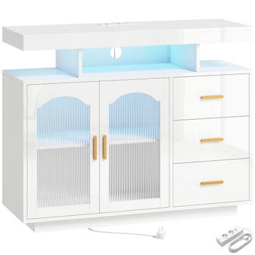 Sideboard Met LED-verlichting, Ingebouwde Stopcontacten, 3 L, Verzenden, Nieuw
