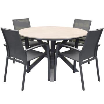 Quincy malaga dining tuinset 120xH75 cm rond 5 delig, Ophalen of Verzenden, Nieuw