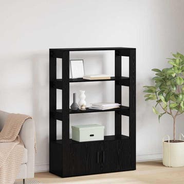 vidaXL Dressoir Zwart eiken 30 x 80 x 119,5 cm Bewerkt hout, Verzenden, Nieuw, Overige houtsoorten, Minder dan 50 cm