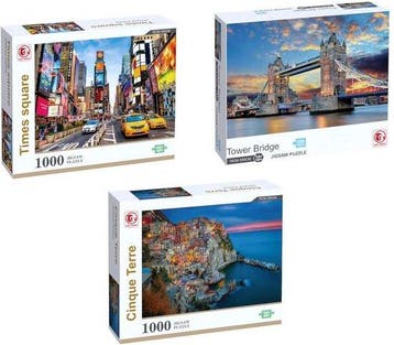 Set van 3 puzzels wereldstad editie, Verzenden, Nieuw