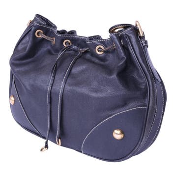 Dolce & Gabbana Leren Buideltas Donkerblauw met Gouden Besla, Sieraden, Tassen en Uiterlijk, Tassen | Damestassen, Verzenden, Zo goed als nieuw