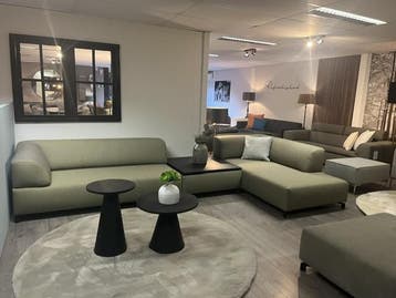 Leolux Faya Lobi ploegstof Rye Olijfgroen, Leolux Artifort Design on Stock Rolf Benz, Hoekbank, 300 cm of meer, Zo goed als nieuw