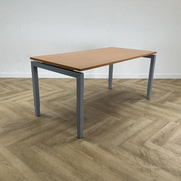 verstelbaar bureau / tafel 160x80 cm, beuken - grijs, Huis en Inrichting, Bureaus, Gebruikt, In hoogte verstelbaar, Ophalen of Verzenden