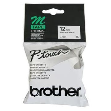 Brother M-K231BZ niet-gelamineerde tape zwart op wit 12 mm, Computers en Software, Printerbenodigdheden, Verzenden, Nieuw, Printertape