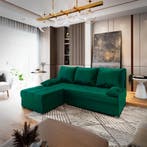 *SALE* Slaapbank/Hoekbank met opbergruimte Rio Groen €449, Huis en Inrichting, Banken | Bankstellen, Verzenden, Hoekbank, 75 tot 100 cm