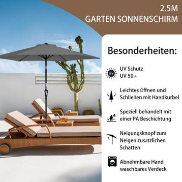 2dekans | Angel Living Parasol 250 cm - ronde tuinparasol, Ophalen of Verzenden, Zo goed als nieuw
