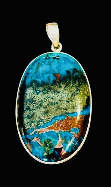 Shattuckite Zilver 925 Hanger - Hoogte: 5 cm - Breedte: 3.5