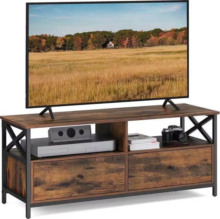 TV Meubel Industriële Stijl – 2 Laden 2 Compartimenten 120cm, Huis en Inrichting, Kasten | Televisiemeubels, 25 tot 50 cm, Nieuw