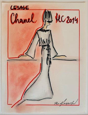 Karl Lagerfeld (1938-2019) - Authentische Chanel Modeskizze,