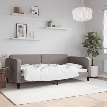 vidaXL Slaapbank 100x200 cm stof taupe, 100 cm, Eenpersoons, Verzenden, Nieuw